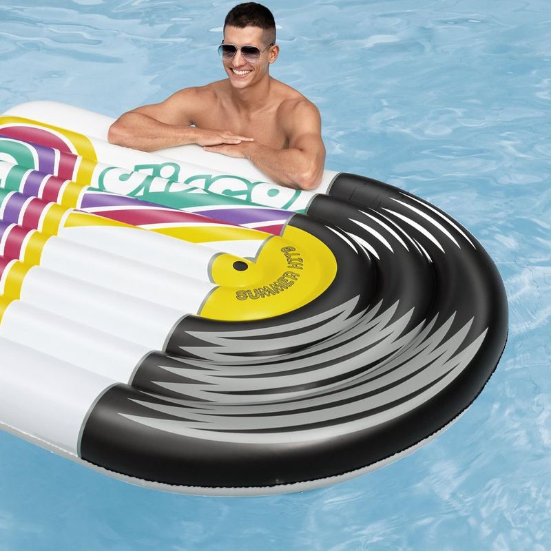 Flotador Inflable Tipo Cama con Diseño Disco Retro