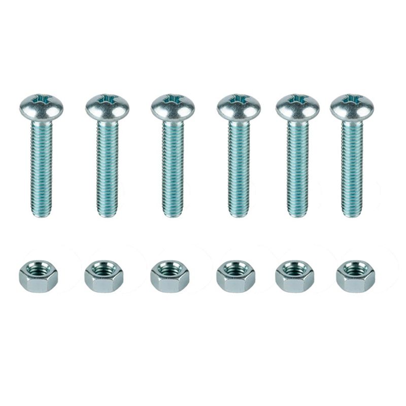 Tornillo Tipo Estufa Cabeza Redonda con Tuerca de 1/4 x 1 1/4 Plg en Set de 6 Uds