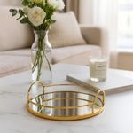 Bandeja con Espejo Redondo Dorado