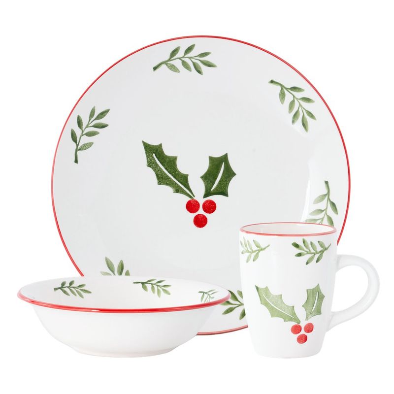 Vajilla Navideña Muérdago 12 Pzas