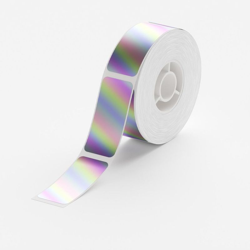 Etiquetas Térmicas Transfer Holograma Plata 190 Uds 14×30 Mm