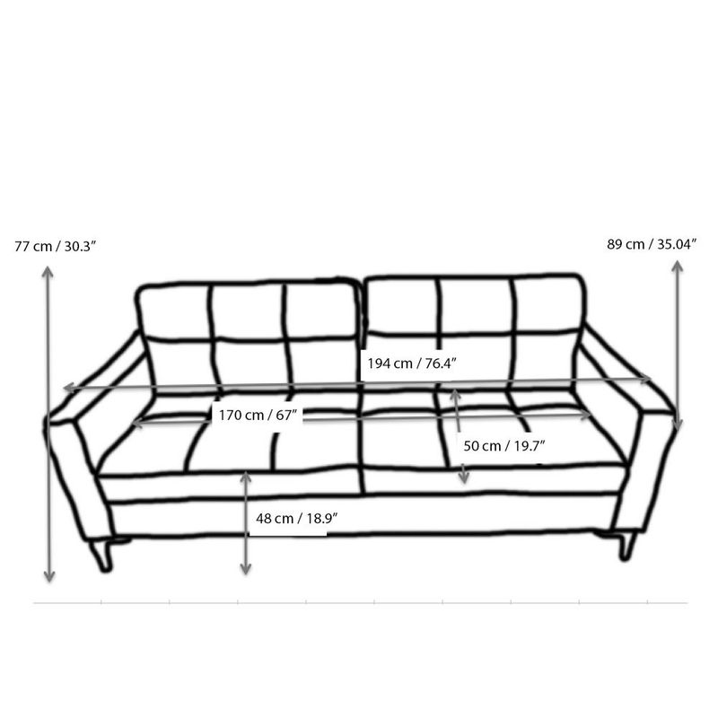 Sofá Negro Iguazu 3 Personas 194x77x86 Cm -  Zmobili