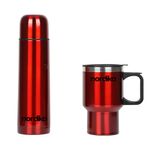 Set de Termo y Taza de Acero Inoxidable Rojo