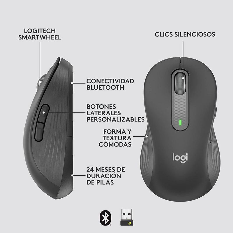 Mouse Inalámbrico Signature Grande Negro Grafito - Logitech