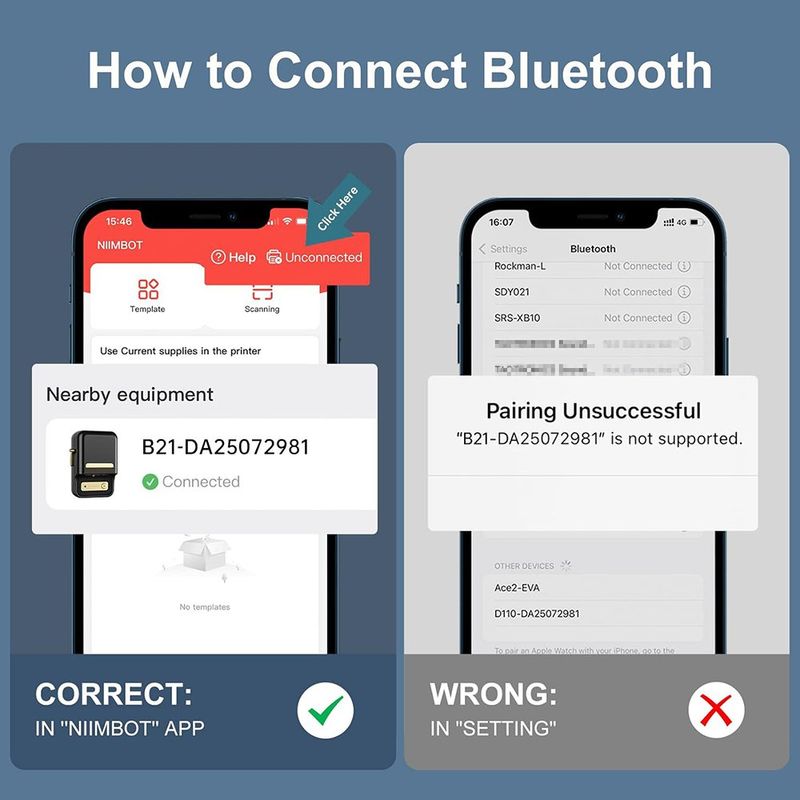 Impresora Portátil de Etiquetas Térmica B21S Pro Negra