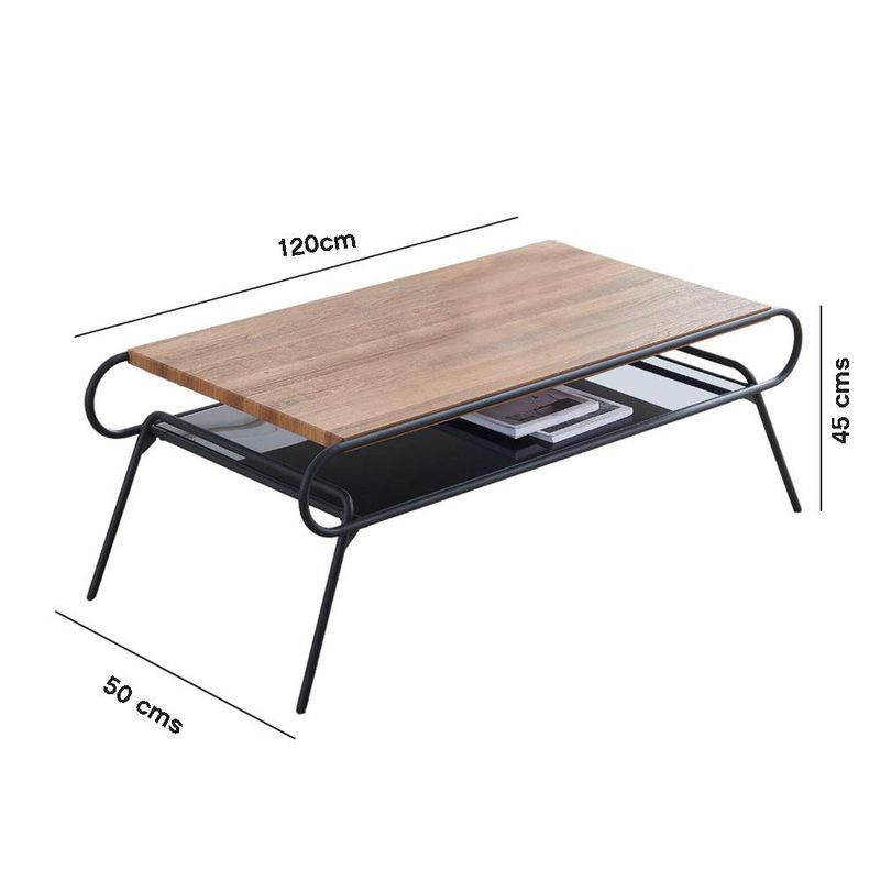Mesa de Centro Lucca 120 x 60 x 45 cm Color Café y Negro