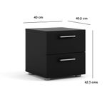Mesa de Noche Negro Turin con 2 Cajones
