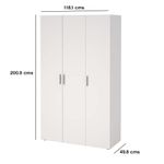 Armario Turin de 3 Puertas para Dormitorio de 49.8 x 118.1 x 200.9 cm Color Blanco