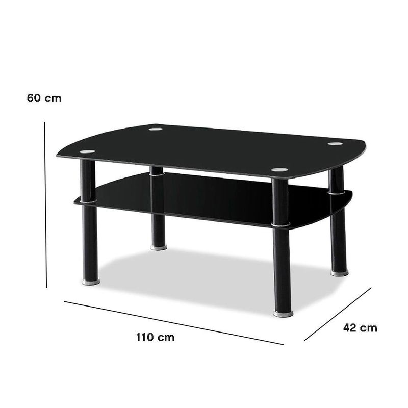 Mesa de Centro de Vidrio Templado Negro