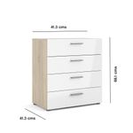 Gavetero Turin Blanco y Beige de 4 Gavetas