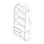 Librera con Gavetas Café Claro de 4 Niveles 63x24x140 Cm - Z