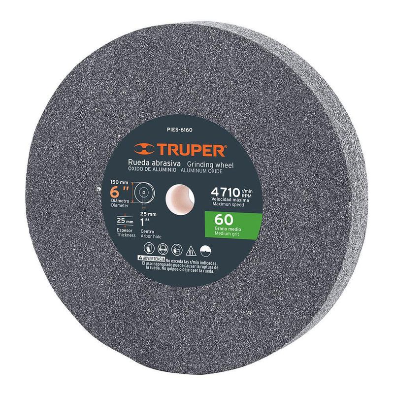Piedra Esmeril De 6 Plg Grano 60 X 1 - Truper