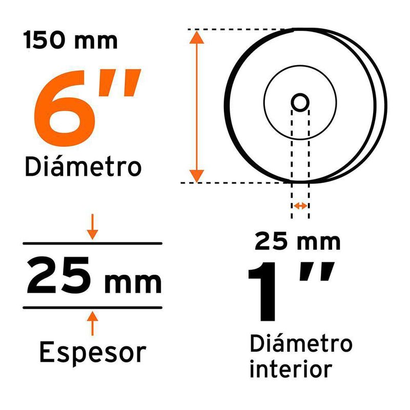 Piedra Esmeril De 6 Plg Grano 60 X 1 - Truper