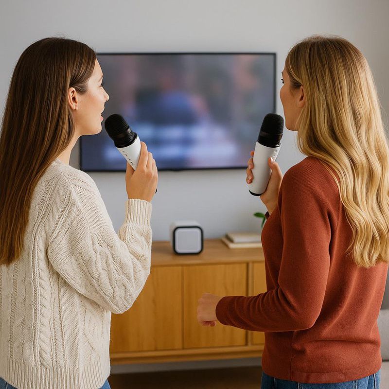 Mini Karaoke con 2 Micrófonos Inalámbricos