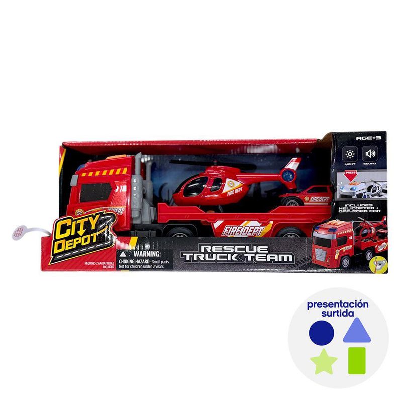 Camión Transportador con Helicóptero Diseños Surtidos