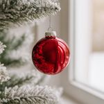Set de 9 Bombas Navideñas Lisas 8 cm Color Rojo Mate y Brillante