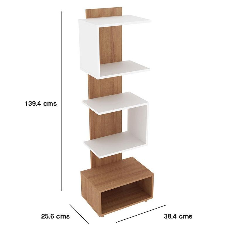 Librera Café y Blanco de 4 Niveles 45x32.5x139.4 Cm