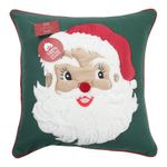 Cojín Navideño con Rostro de Santa Claus en Relieve