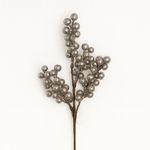 Rama Decorativa Navideña con Bayas de Glitter y Tallo Firme para Arreglos y Floreros de 33 Cm Champagne