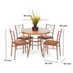 Comedor Red Redondo de 4 Sillas con Mesa Color Corinto