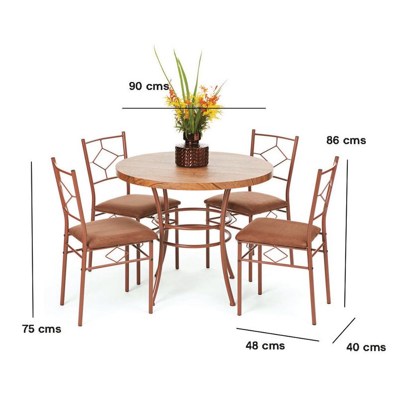 Comedor Red Redondo de 4 Sillas con Mesa Color Corinto