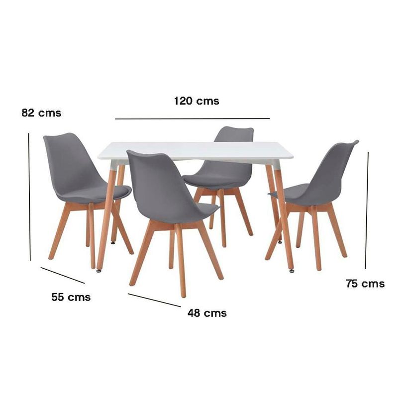 Comedor Rectangular Blanco y Gris