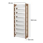 Zapatera Lucy de 8 Niveles 69 x 26.3 x 165.5 cm Color Blanco y Nuez