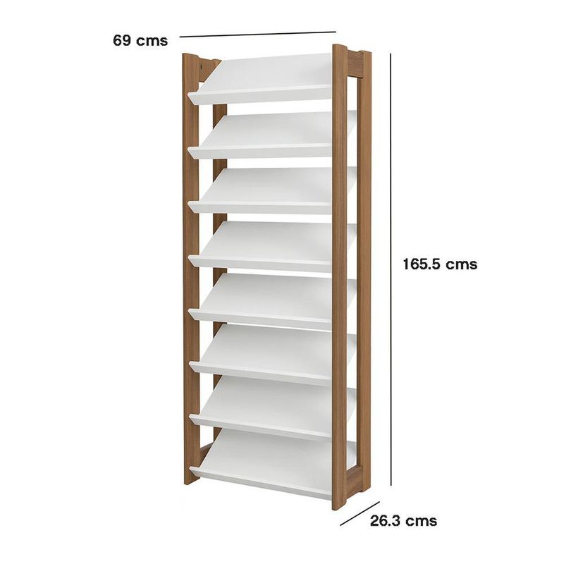 Zapatera Lucy de 8 Niveles 69 x 26.3 x 165.5 cm Color Blanco y Nuez
