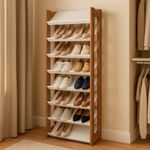 Zapatera Lucy de 8 Niveles 69 x 26.3 x 165.5 cm Color Blanco y Nuez