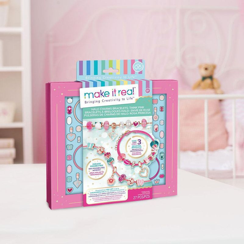 Set De Creación De Pulseras De Encanto Rosa Princesa 27 Pzas - Make It Real