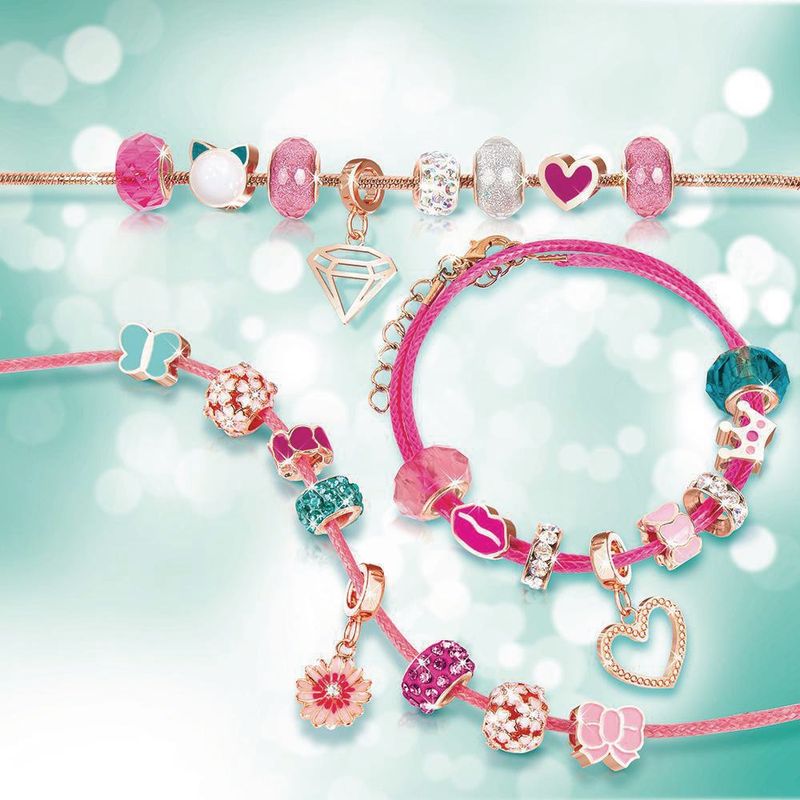 Set De Creación De Pulseras De Encanto Rosa Princesa 27 Pzas - Make It Real