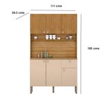 Gabinete de 6 Puertas y 1 Gaveta para Cocina 39.3 x 111 x 185 cm