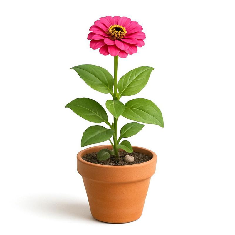 Zinia en Maceta con Flor Rosa de 4 Plg