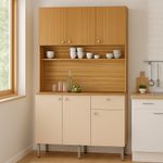 Gabinete de 6 Puertas y 1 Gaveta para Cocina 39.3 x 111 x 185 cm