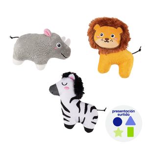 Peluche para Perro en Forma de Animales del Zoológico 3 Pzas