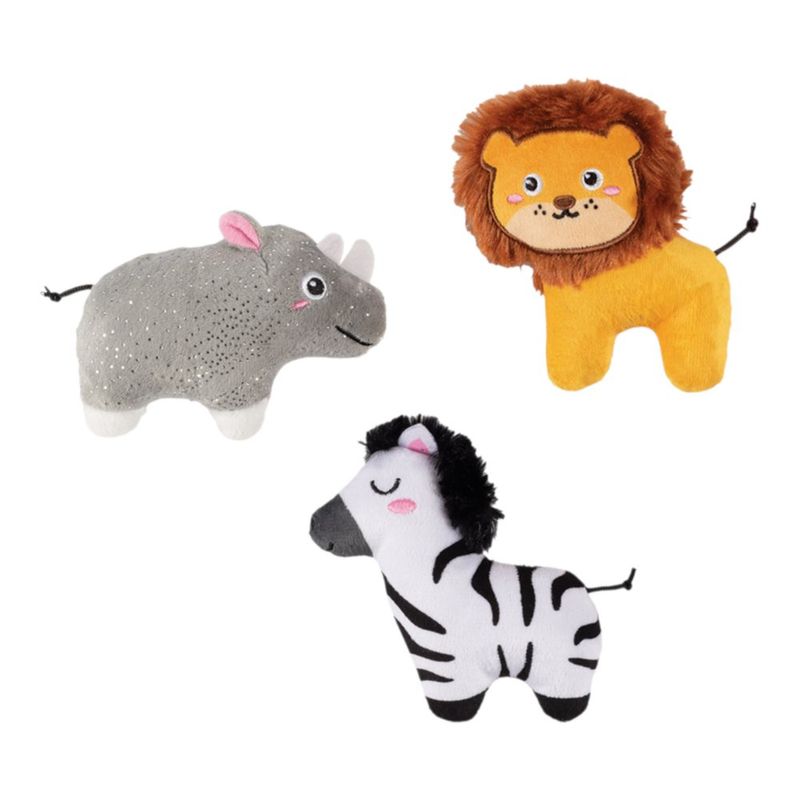 Peluche para Perro en Forma de Animales del Zoológico 3 Pzas