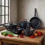 Batería De Cocina Antiadherente De Aluminio Fundido 10 Pzas