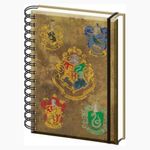 Libreta Espiral con Escudos de Hogwarts