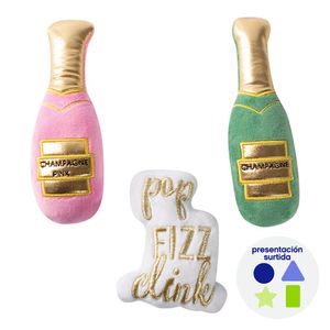 Set de 3 Peluches para Perro Diseño Champagne