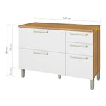 Gabinete de Cocina Burguesa 2 Puertas 3 Gavetas 120 Cm