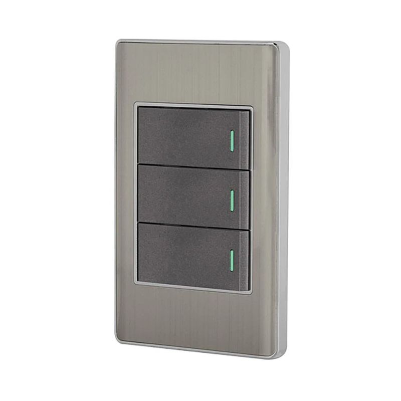 Switch Triple Acero Lisboa Con Tapa - Volteck