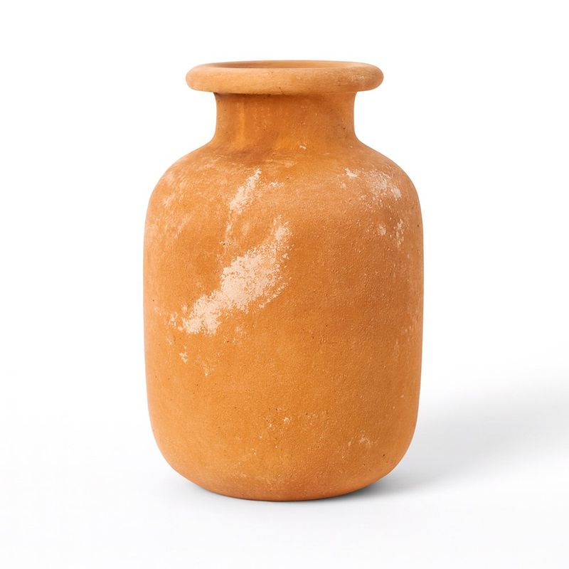 Florero de Barro Marrón Veteado Rústico de 31 Cm