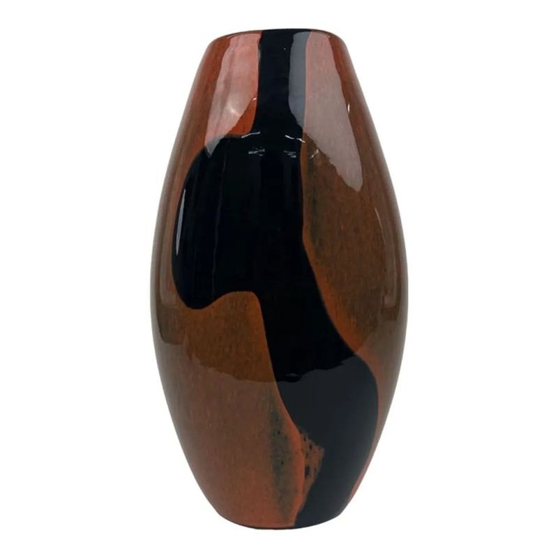 Florero Ovalado Decorativo Marrón Oscuro y Negro