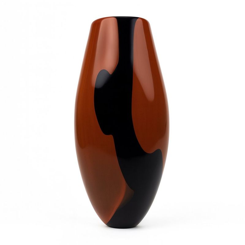 Florero Ovalado Decorativo Marrón y Negro