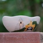 Centro de Mesa Decorativo de Cerámica Pintado a Mano