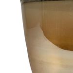 Florero Bajo de Vidrio Moderno con Detalle Dorado Texturizado