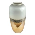 Florero Bajo de Vidrio Moderno con Detalle Dorado Texturizado