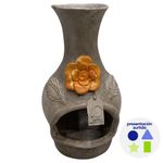 Chimenea de Barro Artesanal con Flor Decorativa