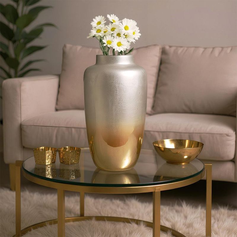 Florero Alto Decorativo de Vidrio en Degradado Metálico