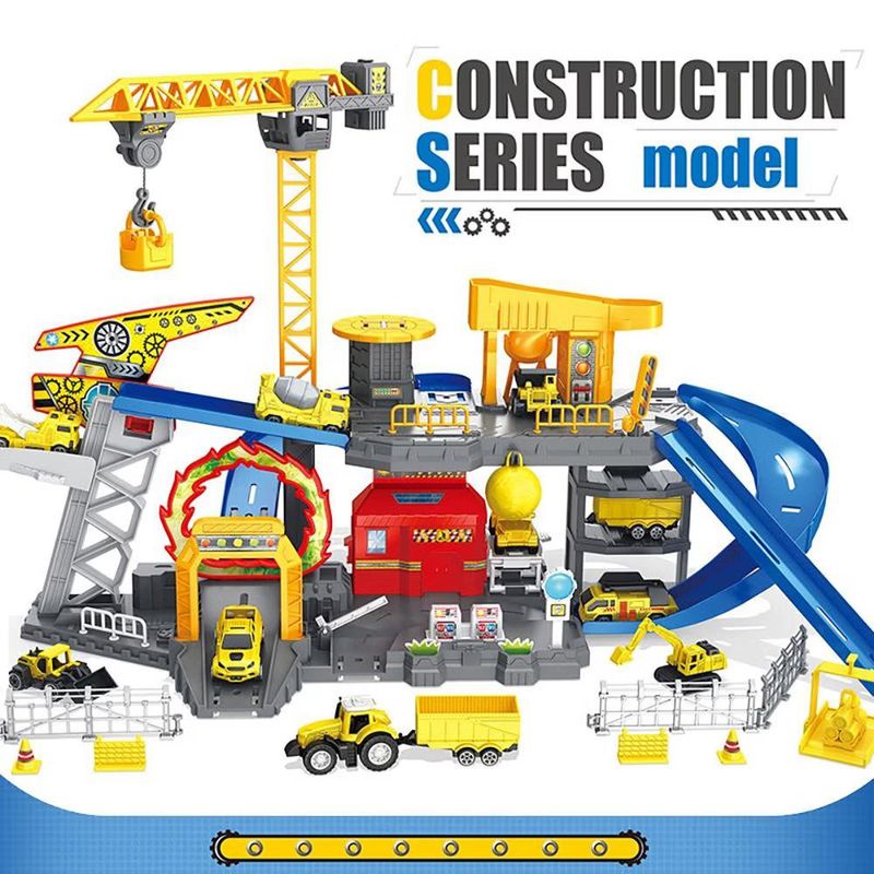 Set de Juego Infantil Estación de Construcción con Grúa y Rampas